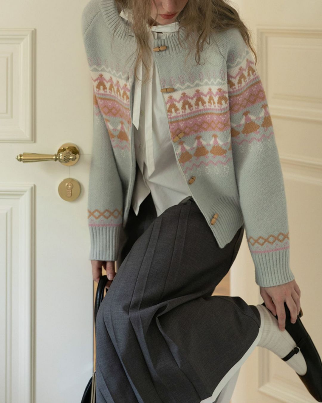 Fair Isle Retro Knit Cardigan　KN039