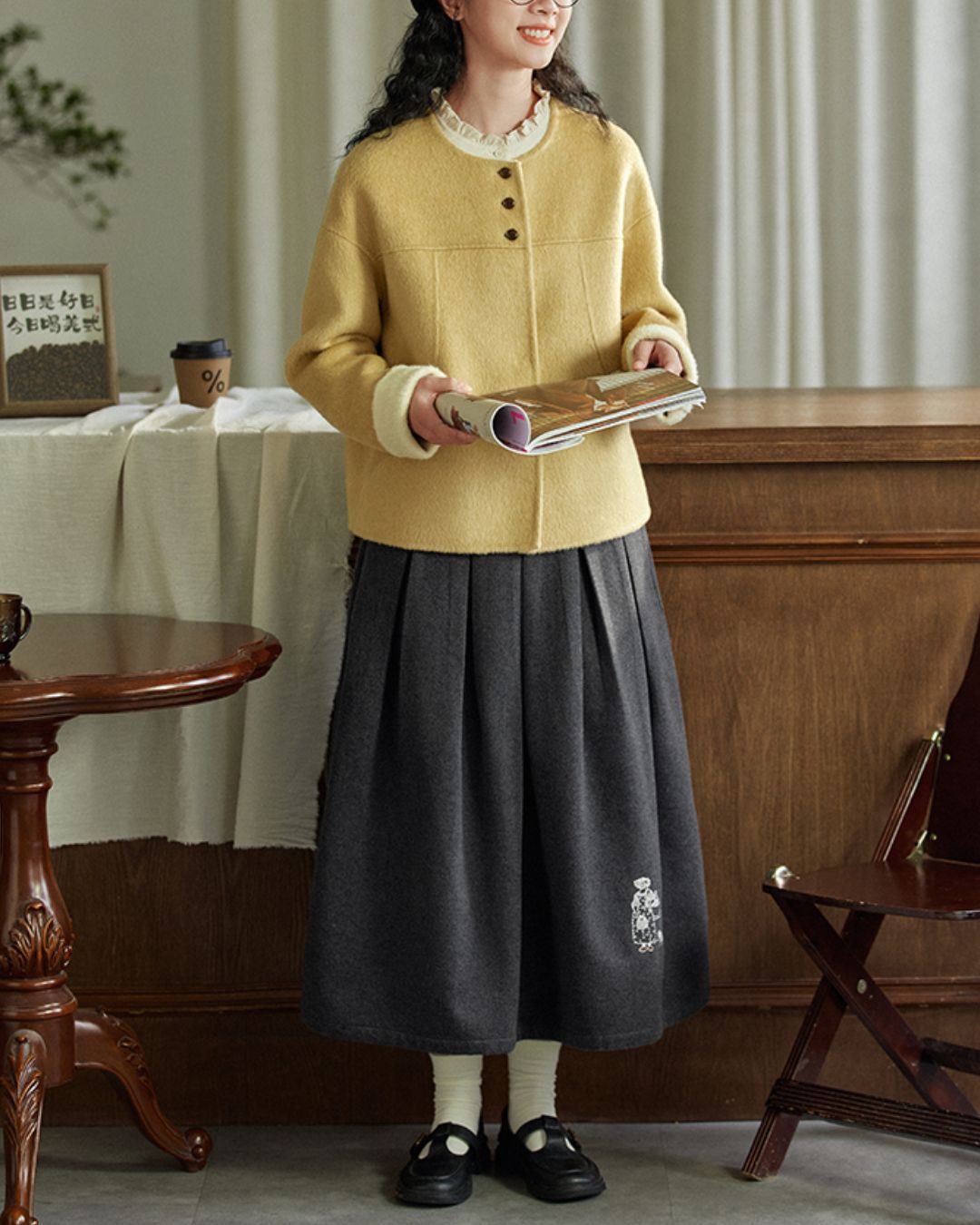 Wool Collarless Short Coat　CT018