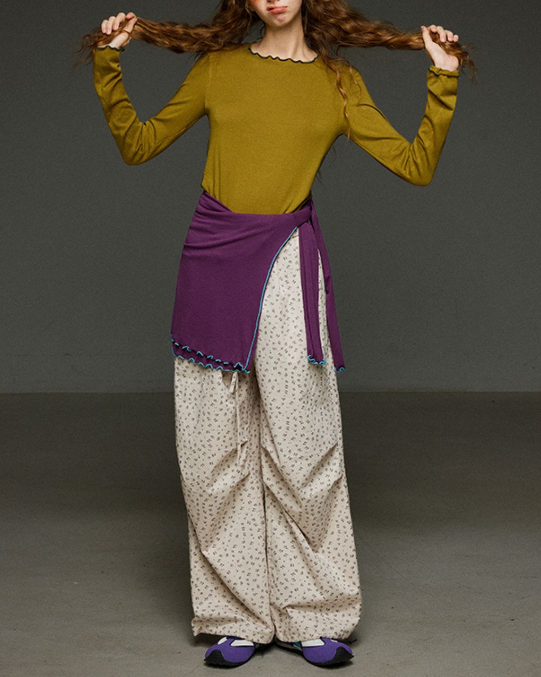 Color Stitch Mellow Frill T-shirt　LT013