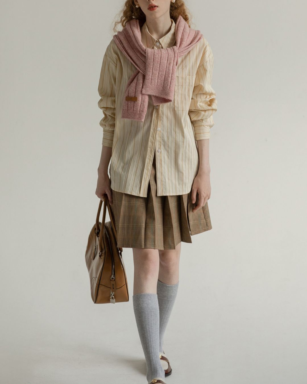 Back Half Button Collar Shirt　LS032