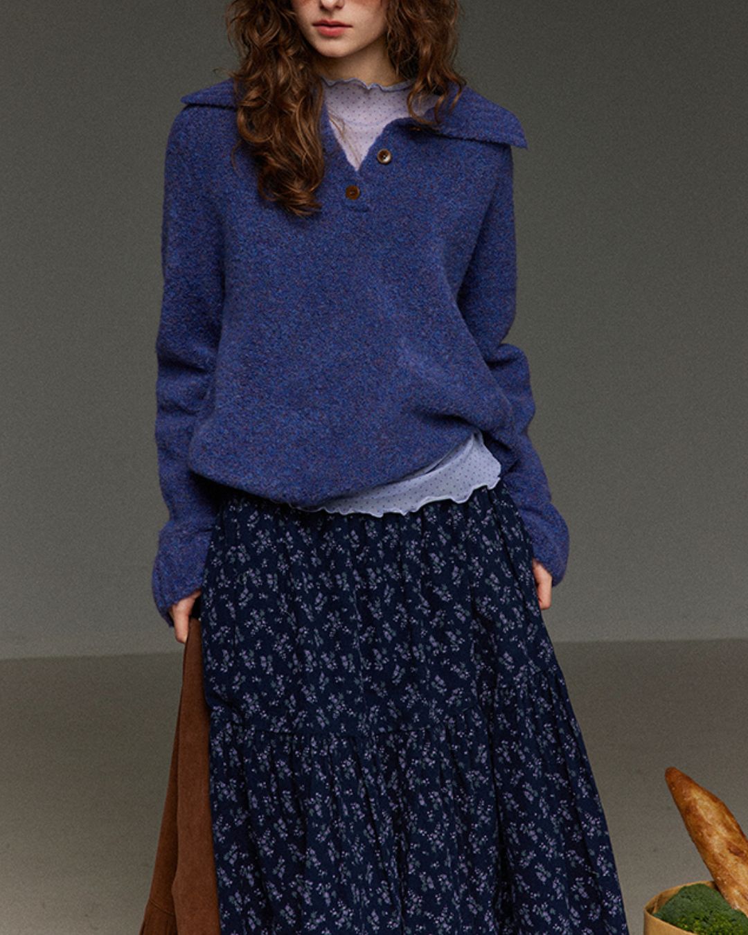 Half-button Collar Knit Pullover　KN055