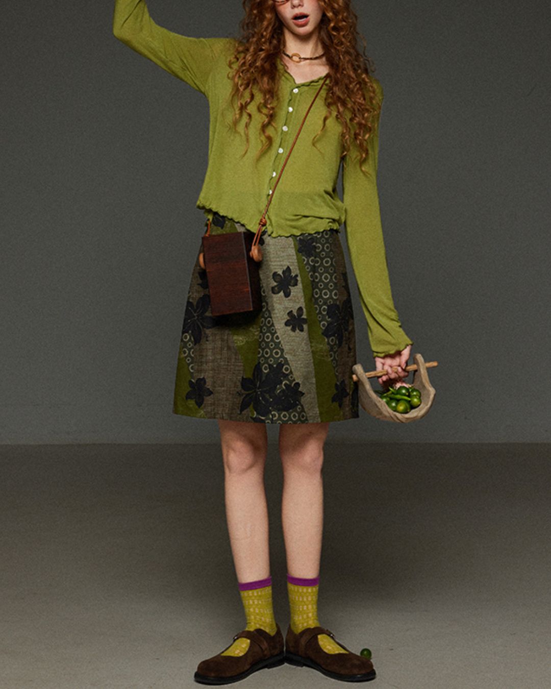 Retro Floral Print Tight Skirt　SK008