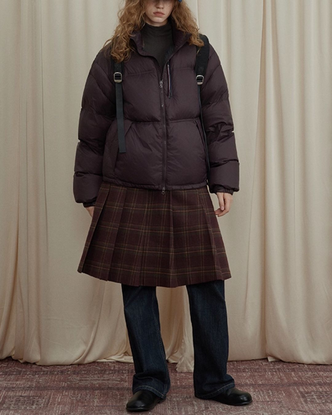 Retro Pleated Check Skirt　SK010