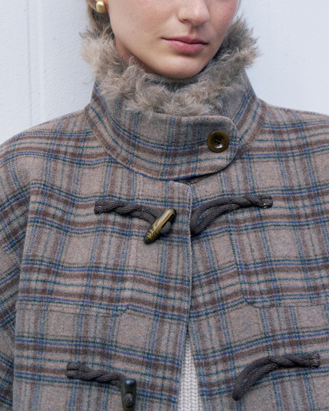 Stand Collar Duffle Check Coat　CT031