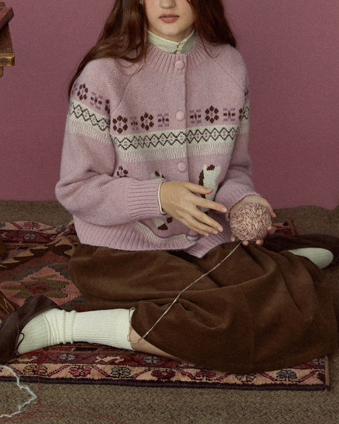 Dancing Pony Fair Isle Knit Cardigan　KN092
