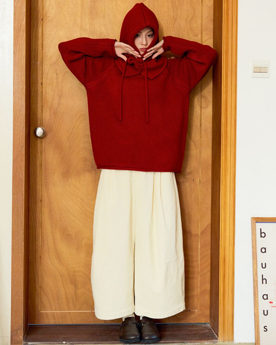 Loose Crew Neck Knit With Balaclava　KN089