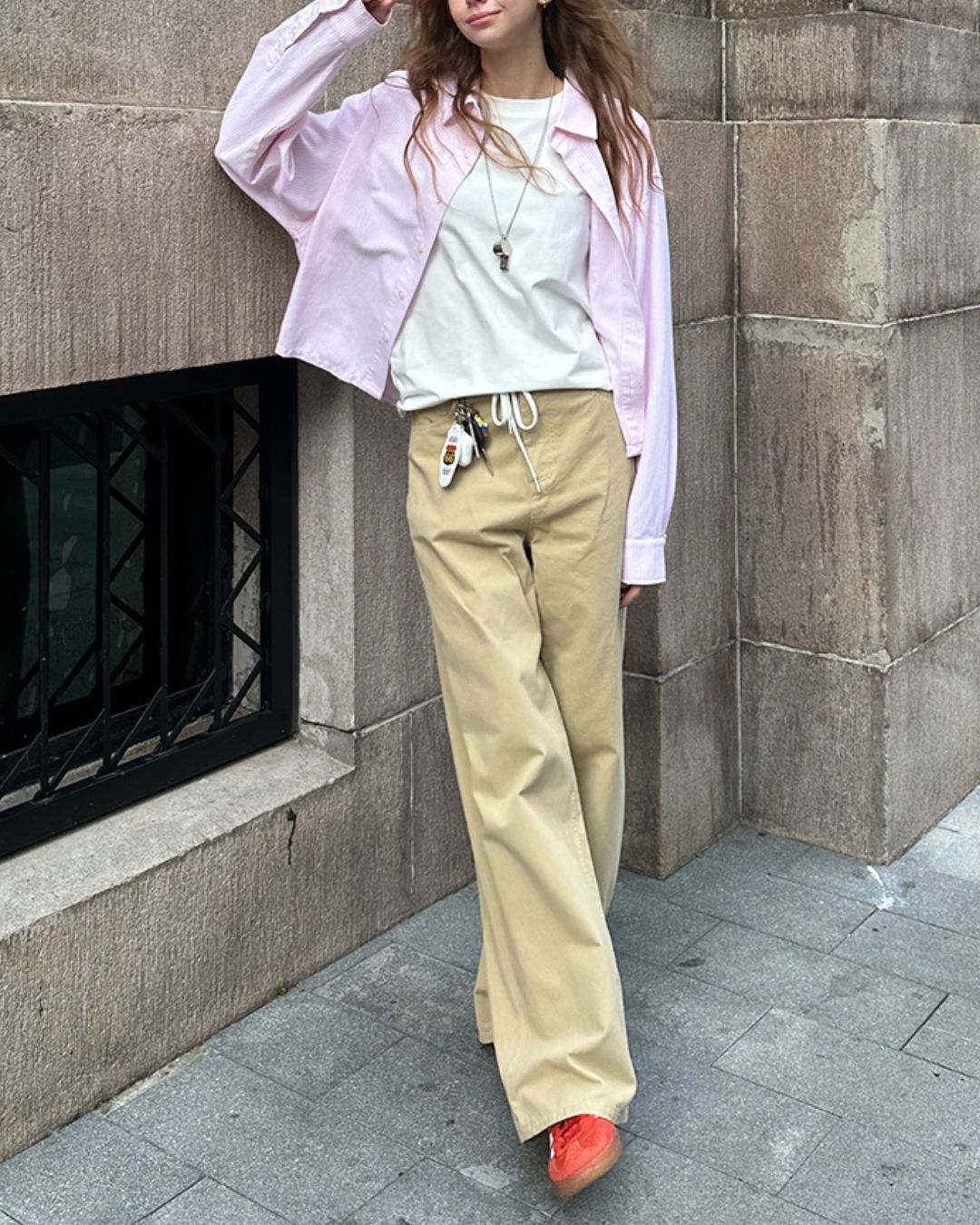 Striped Cropped Shirt　LS008