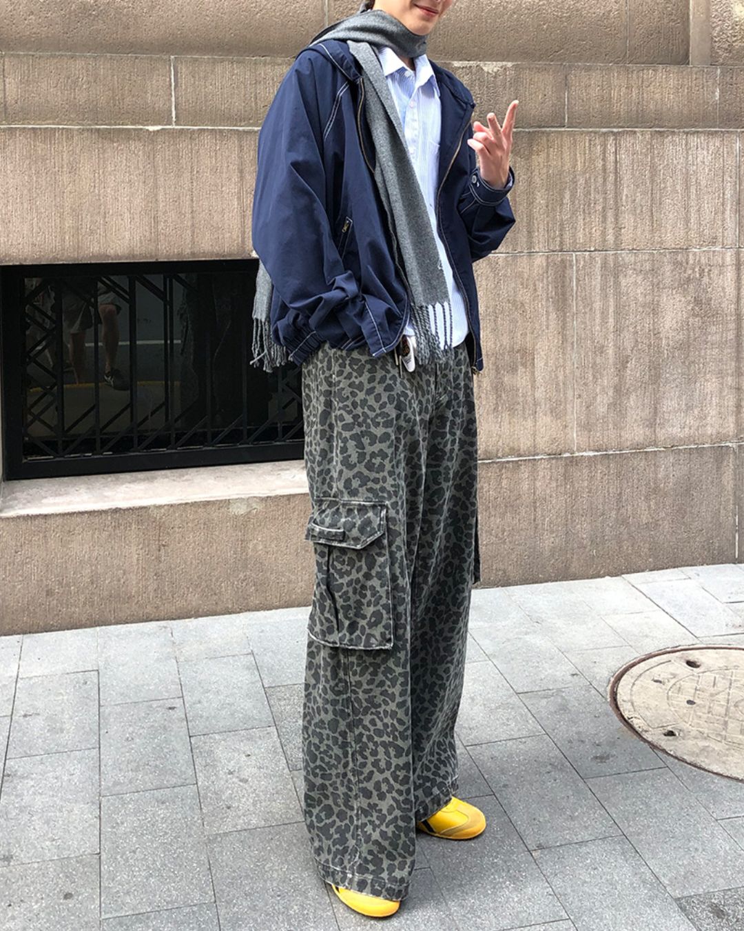 Leopard Print Cargo Denim Pants　PT008