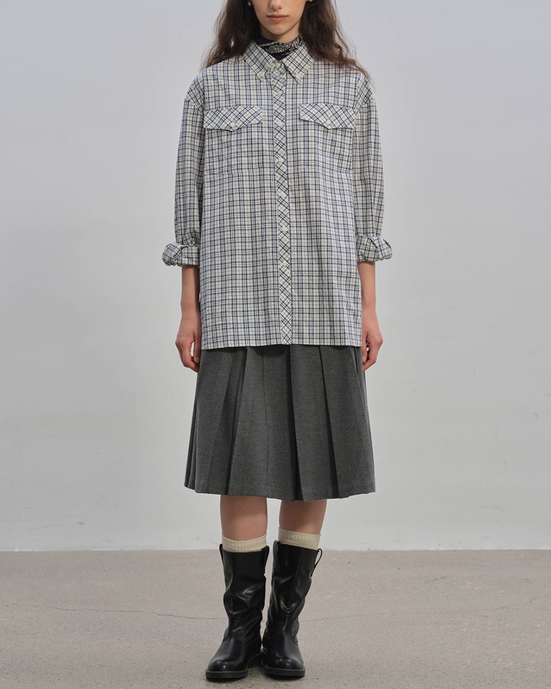 Retro Check Loose Shirt　LS024