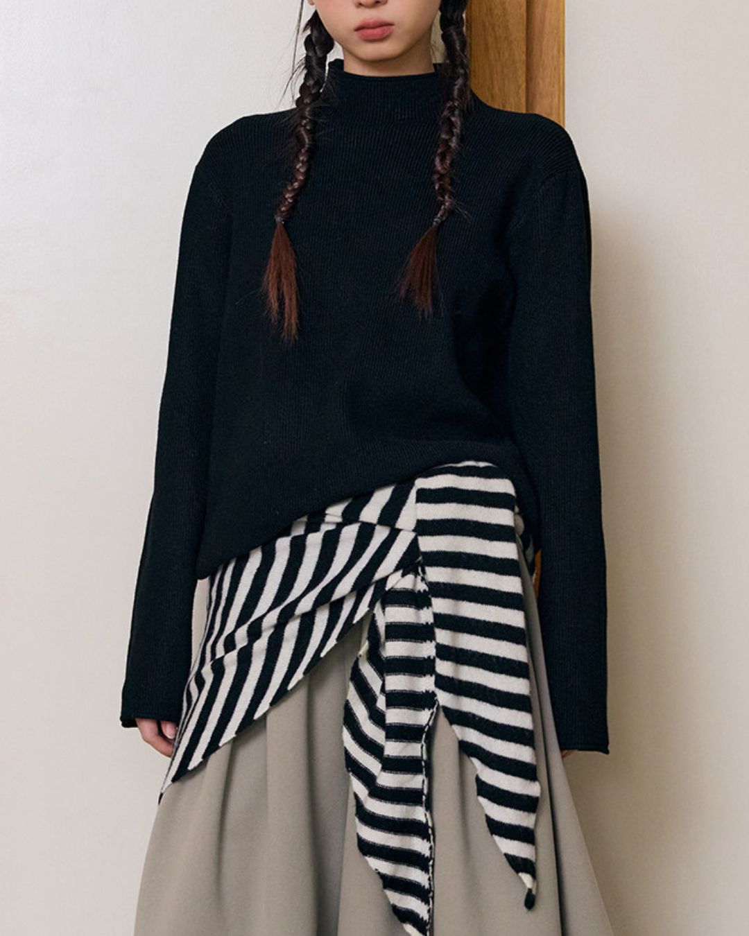 Basic Rib Mock Neck Knit　KN090
