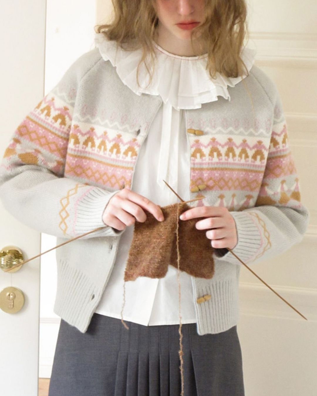 Fair Isle Retro Knit Cardigan　KN039