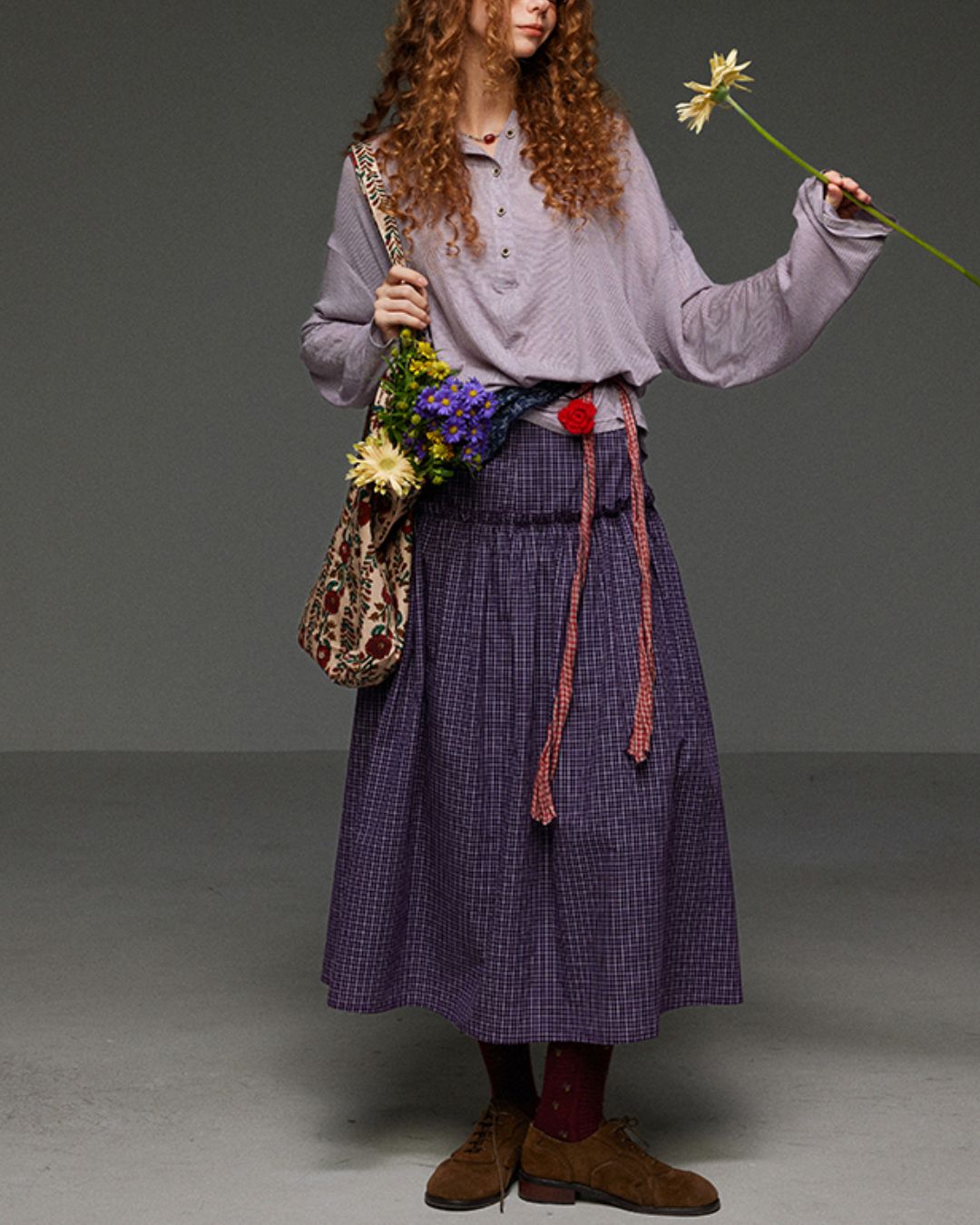 Henley Neck Loose Stripe Knit　KN035