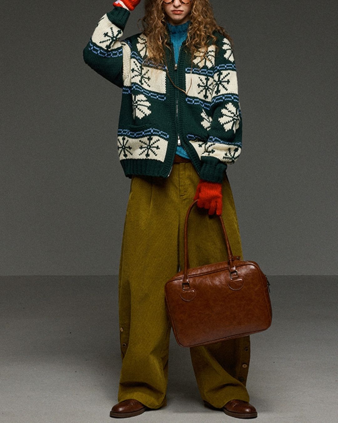 Corduroy Floral  Wide Pants　PT028
