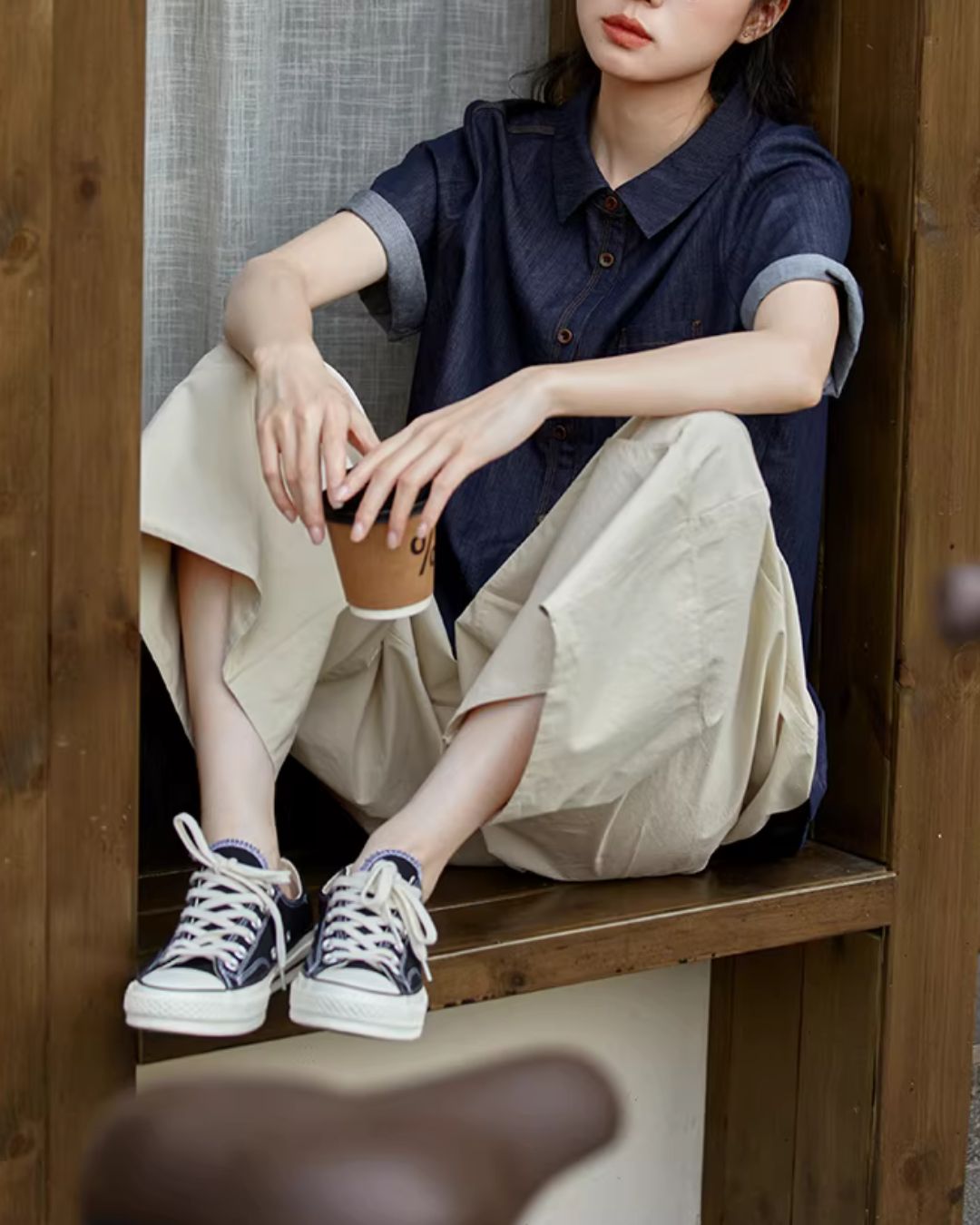 Light Denim Short-sleeved Shirt　SS003