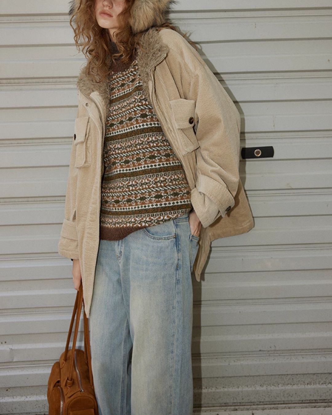 Fur-lined Corduroy Work Jacket　JK045