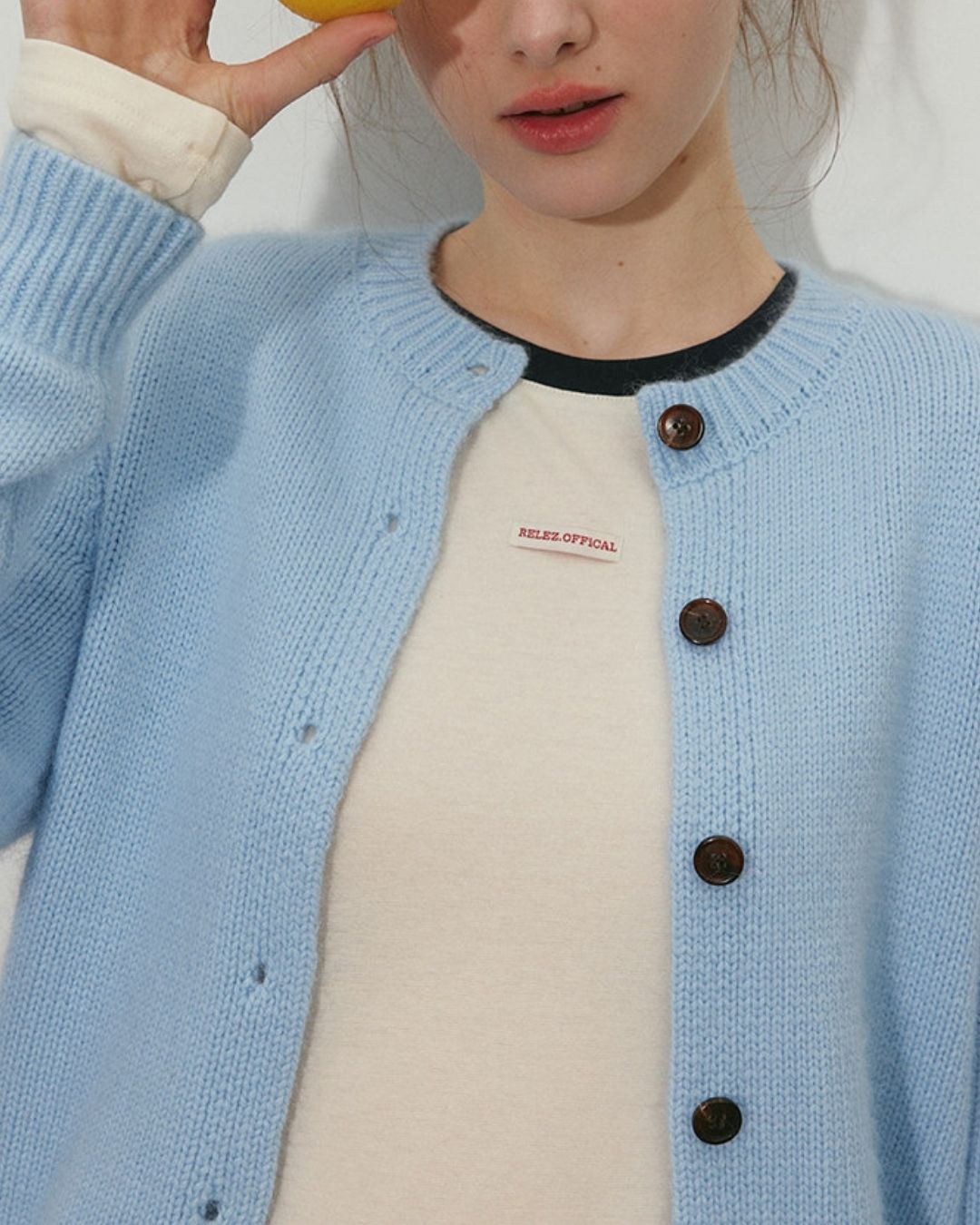 Round Neck Retro Fluffy Knit Cardigan　KN115