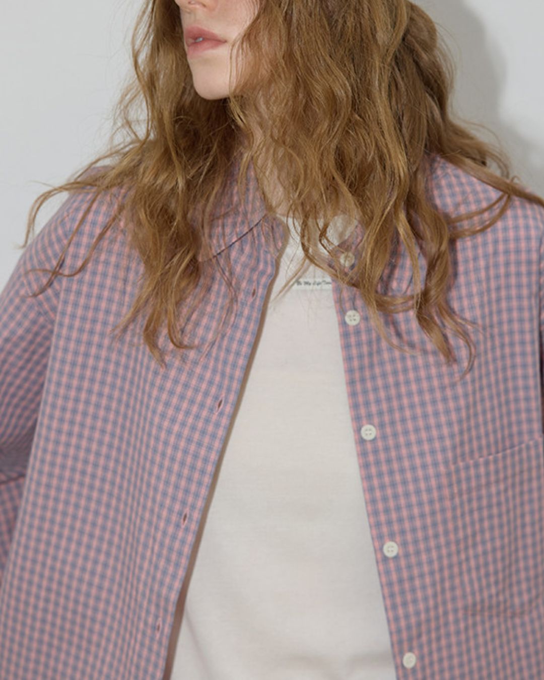 Cotton Pink Check Shirt　LS050