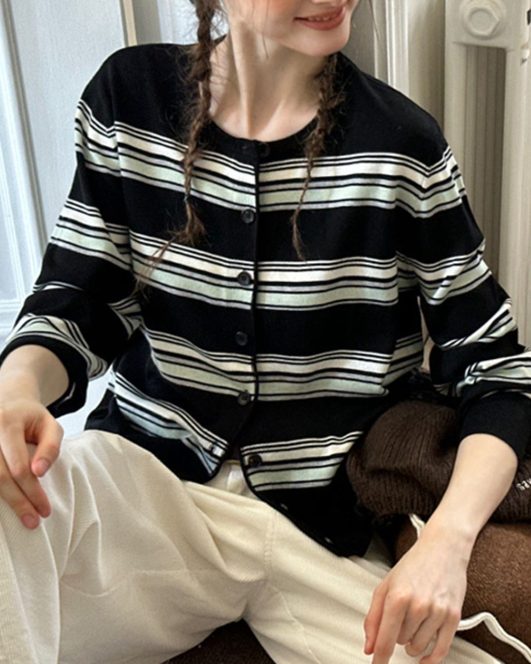 Border Knit Cardigan　KN021