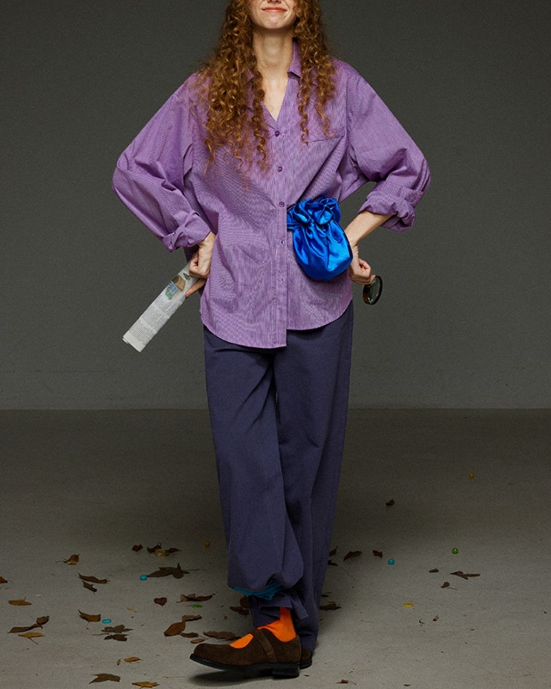 Collared V-neck Loose Shirt　LS029