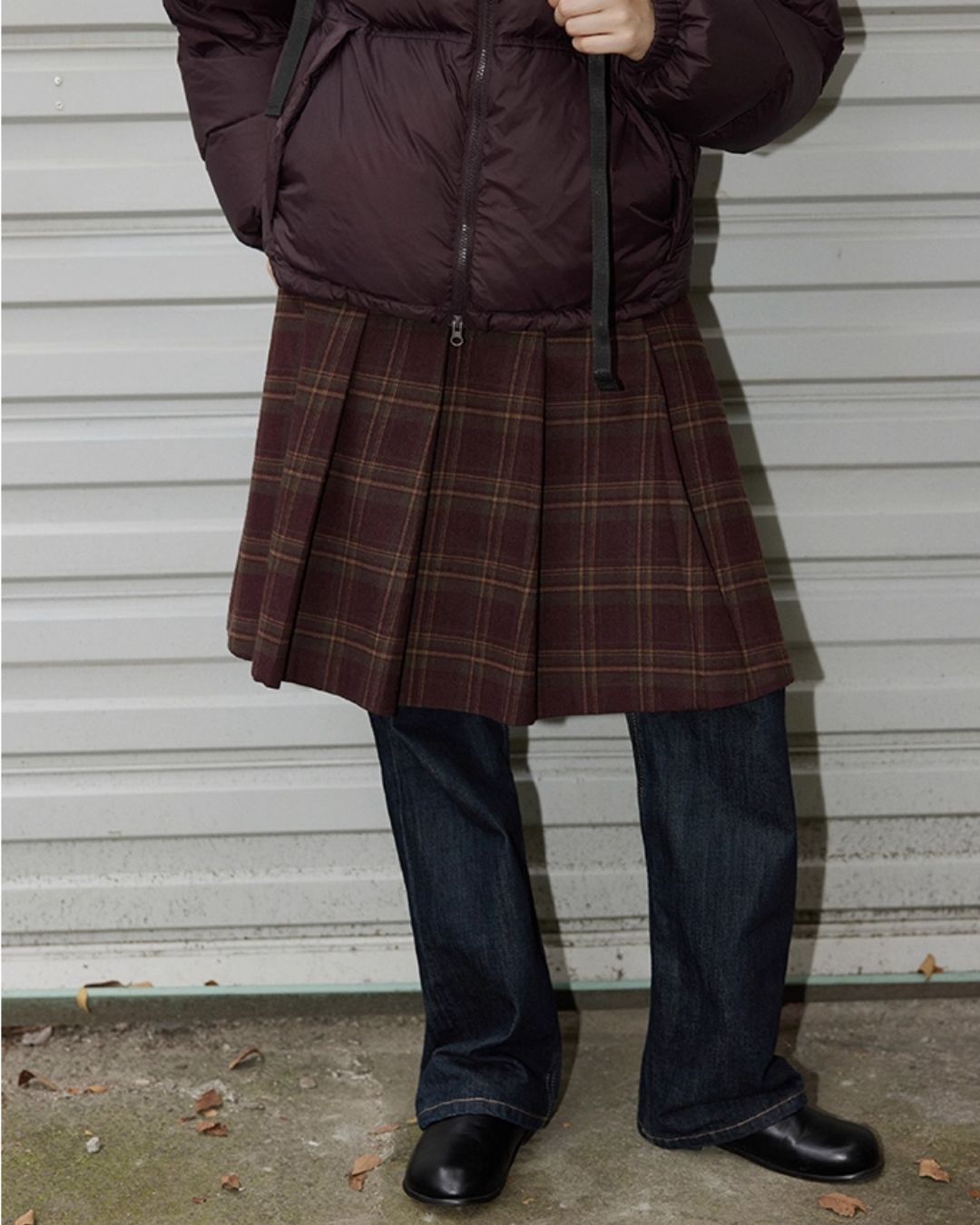 Retro Pleated Check Skirt　SK010