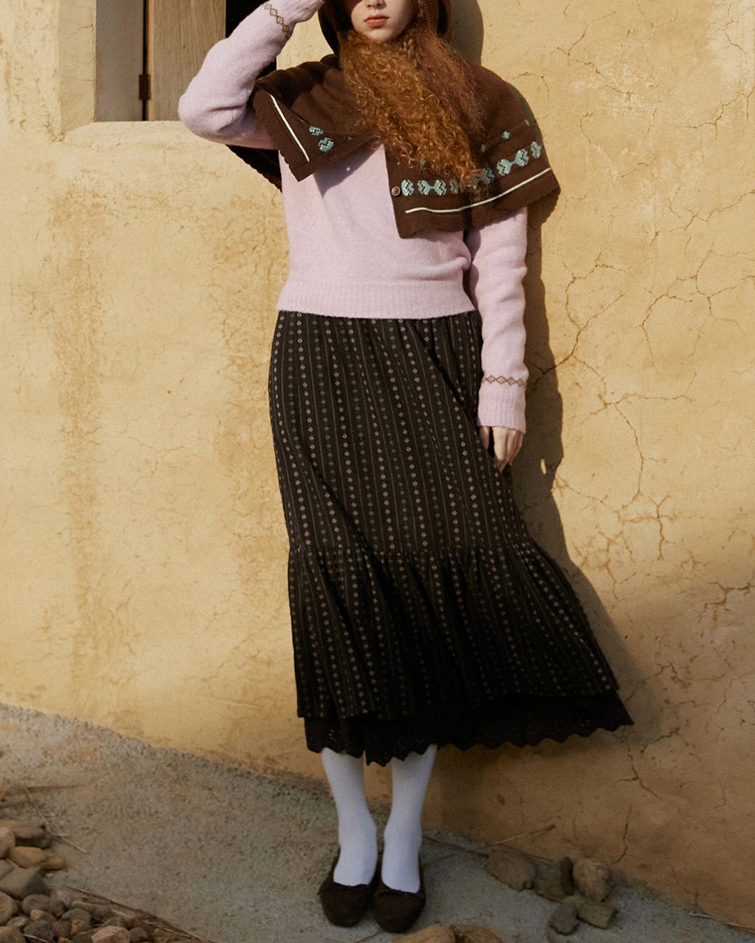Pom-pom Fair Isle Sweater　KN078