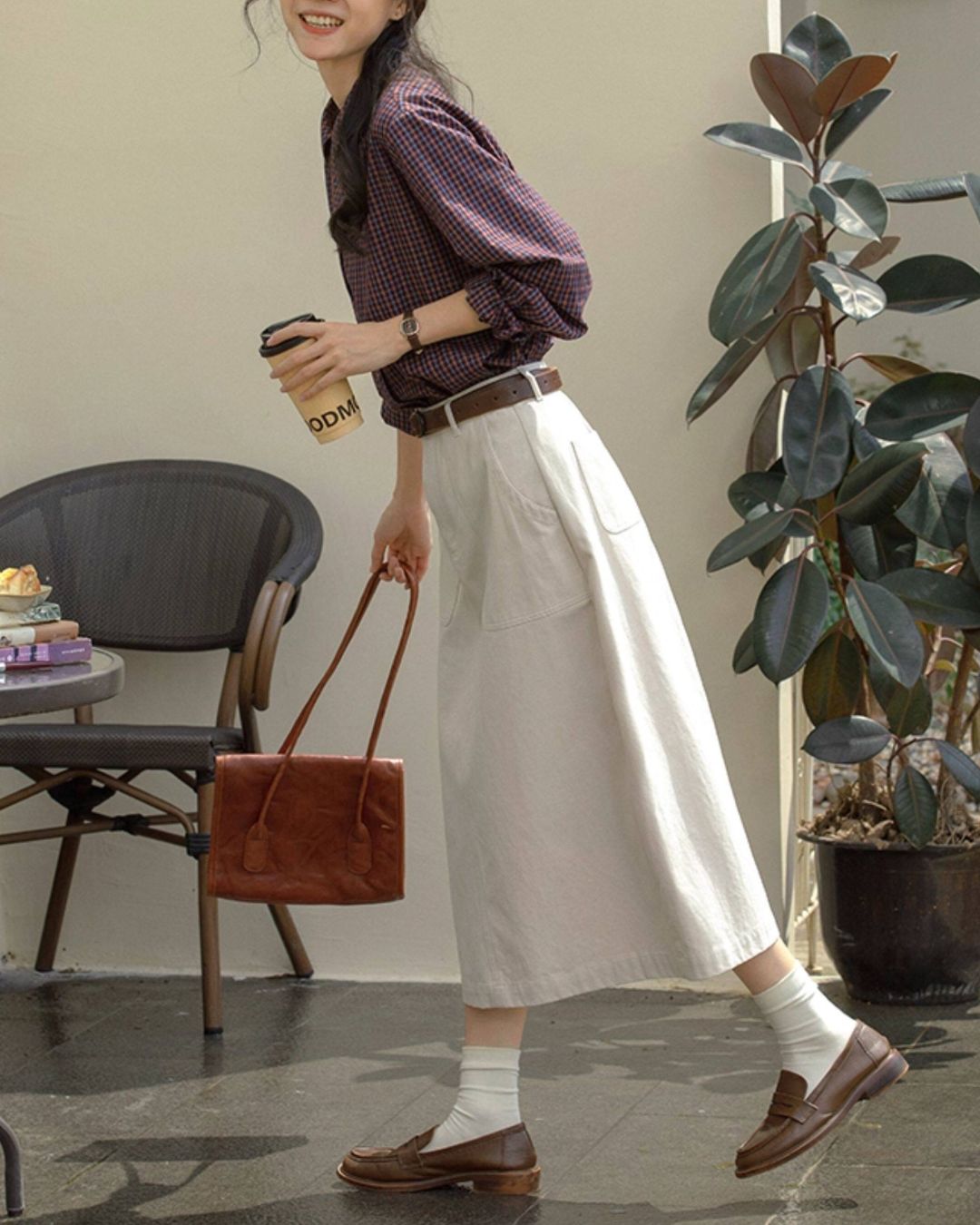 Cotton A-line Midi Skirt　SK020