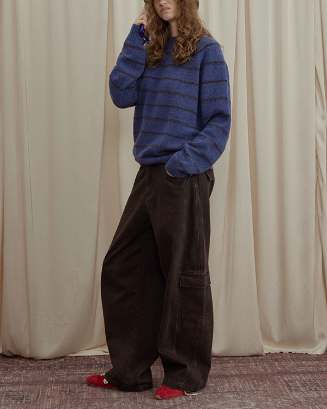 Border Relaxed Sweater　KN042