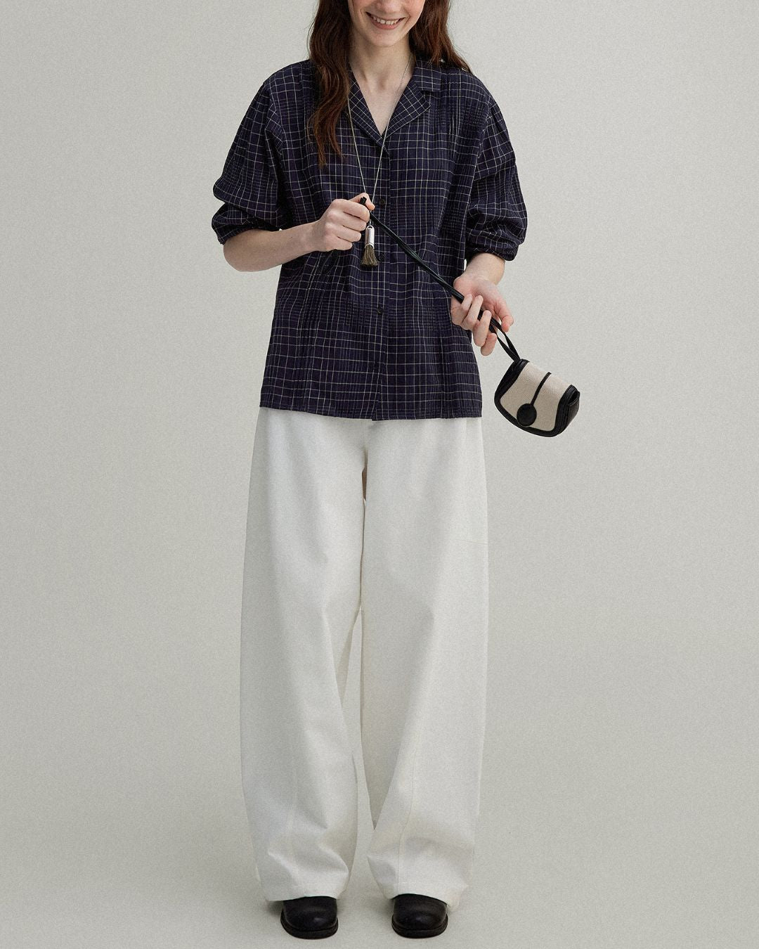 Open Collar Long Sleeve Shirt　LS012