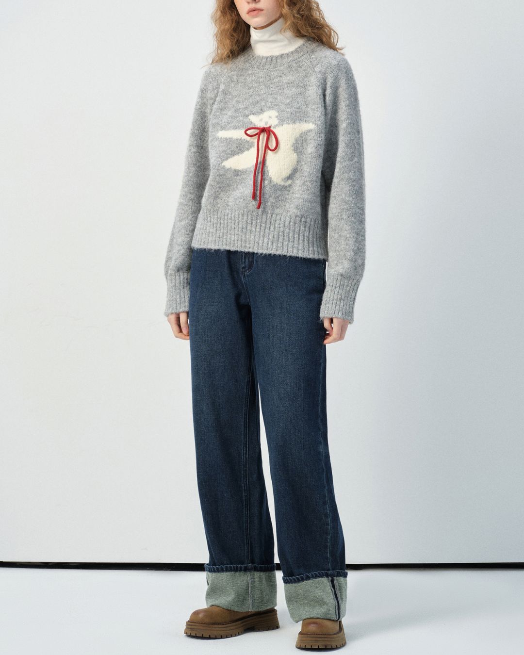 Bow Tie Bear Wool Sweater　KN040