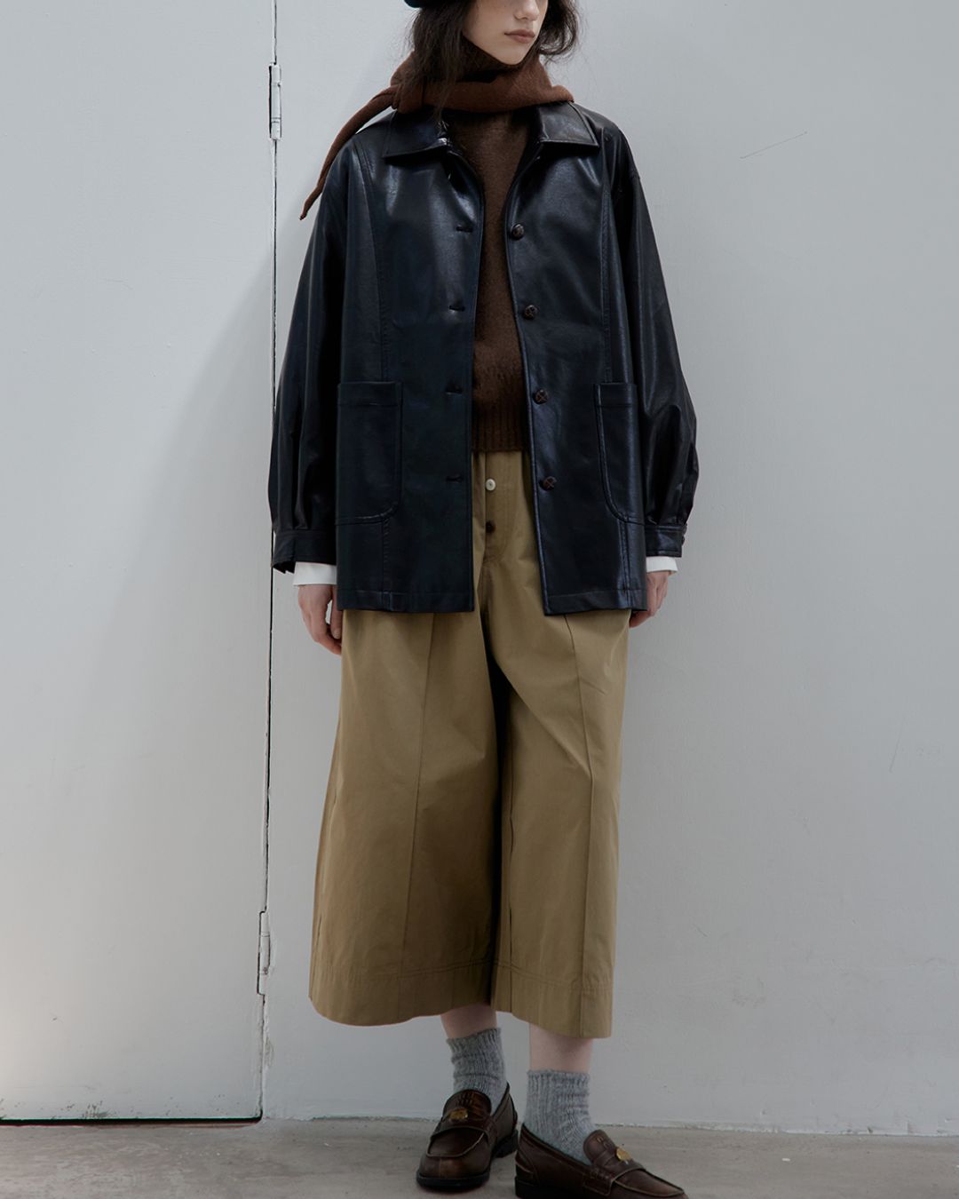 Draped Wide Cropped Pants　PT012