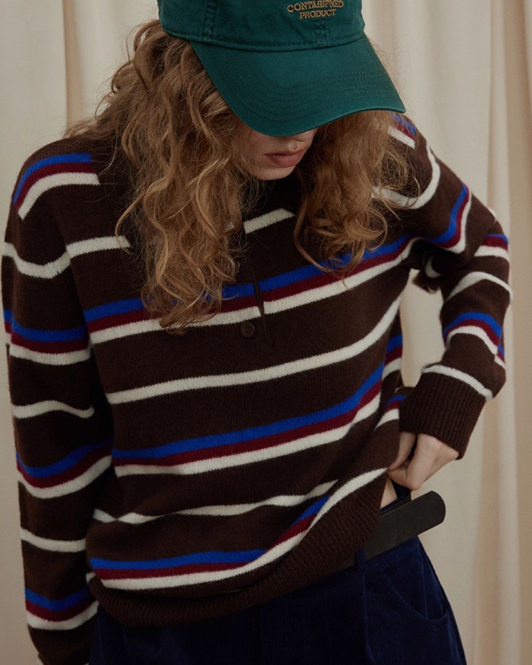 Contrast Border Polo Collar Knit　KN045