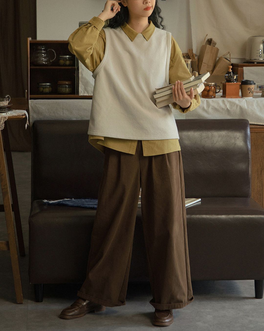 Crew Neck Cotton Knit Vest　VT024