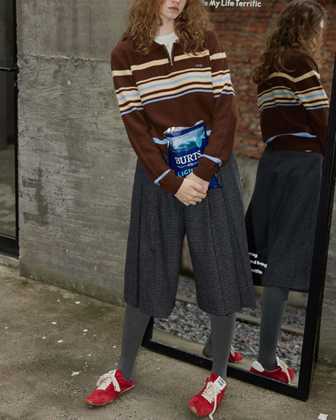 Multi-border Half-zip Polo Collar Knit　KN052