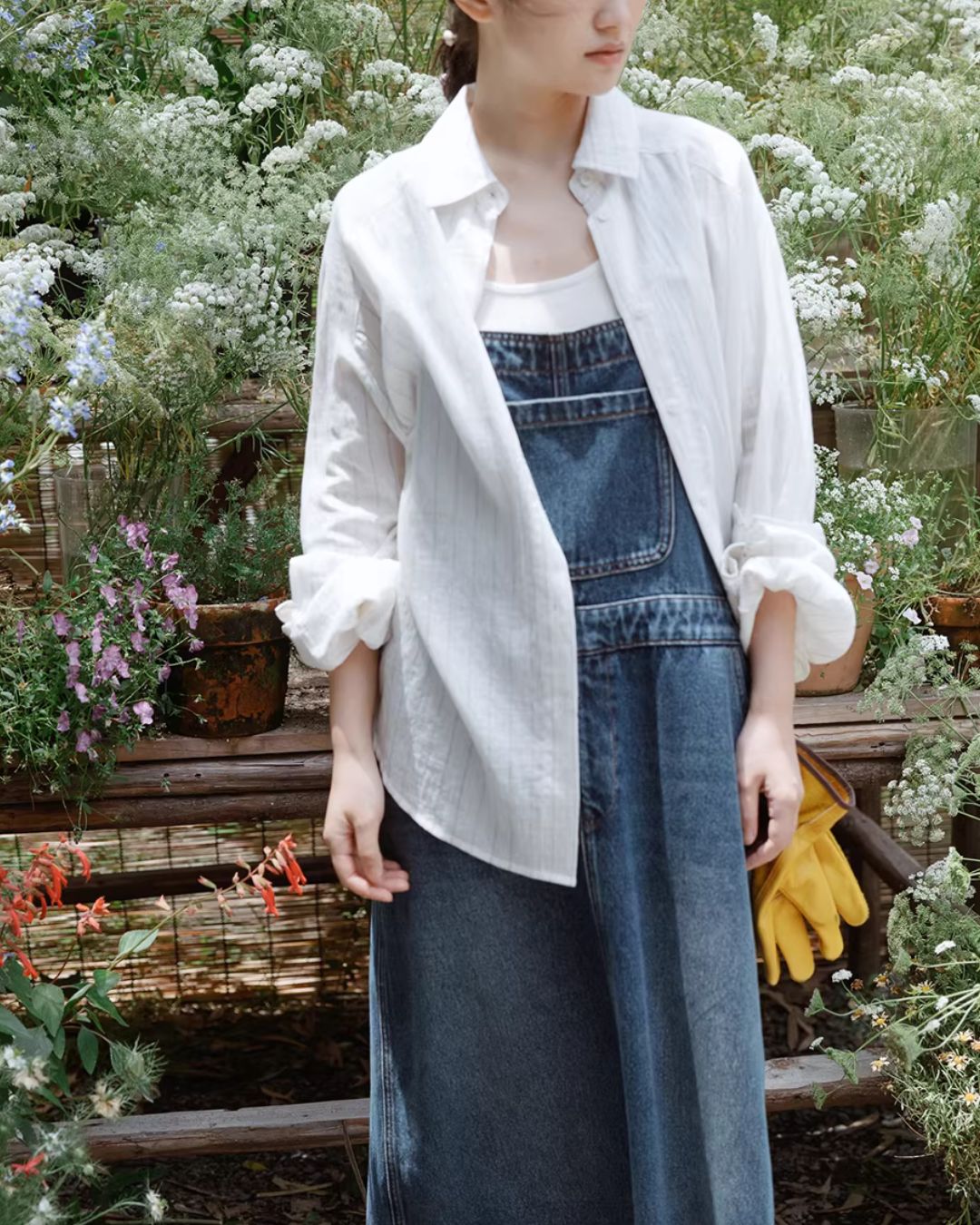 Linen Blend Oversized Striped Shirt　LS064