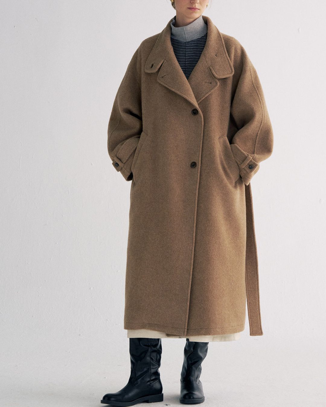 Stand-collar Wool Long Coat　CT029