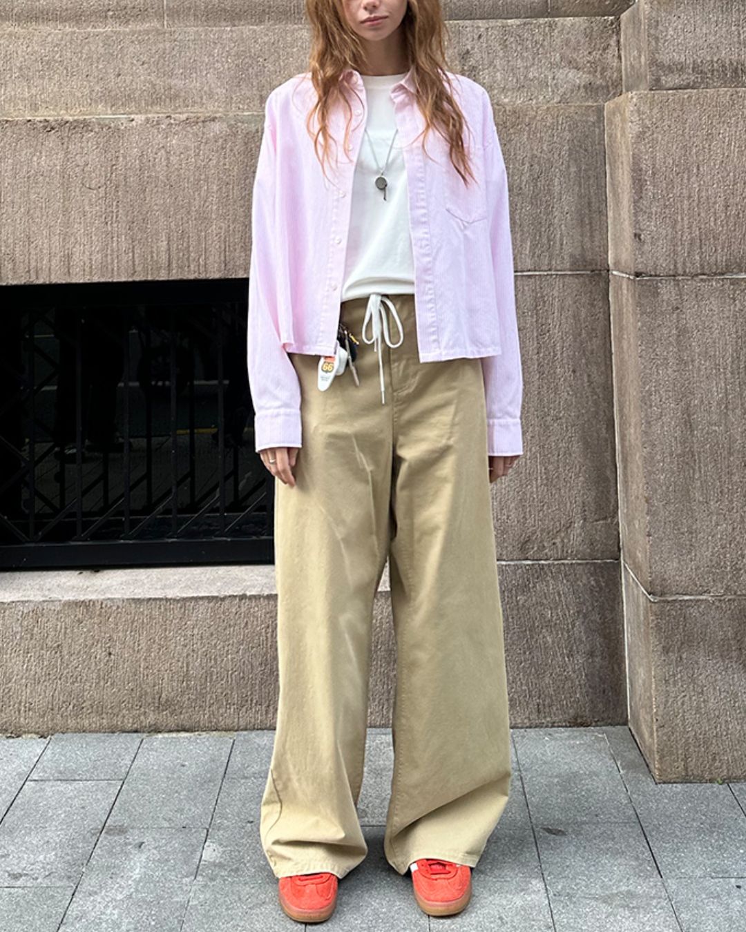 Striped Cropped Shirt　LS008