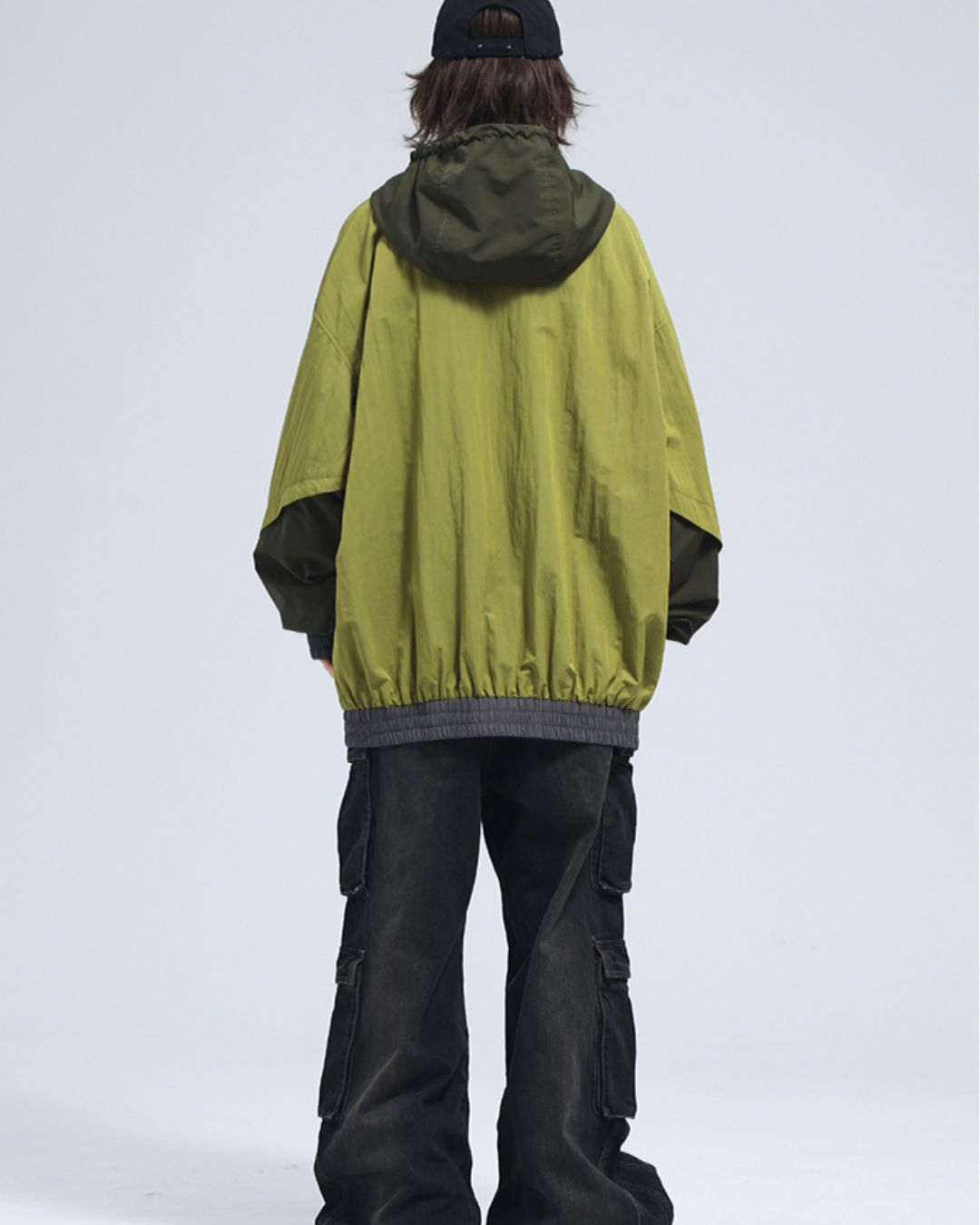 Oversized Colorblock Nylon Jacket　JK072