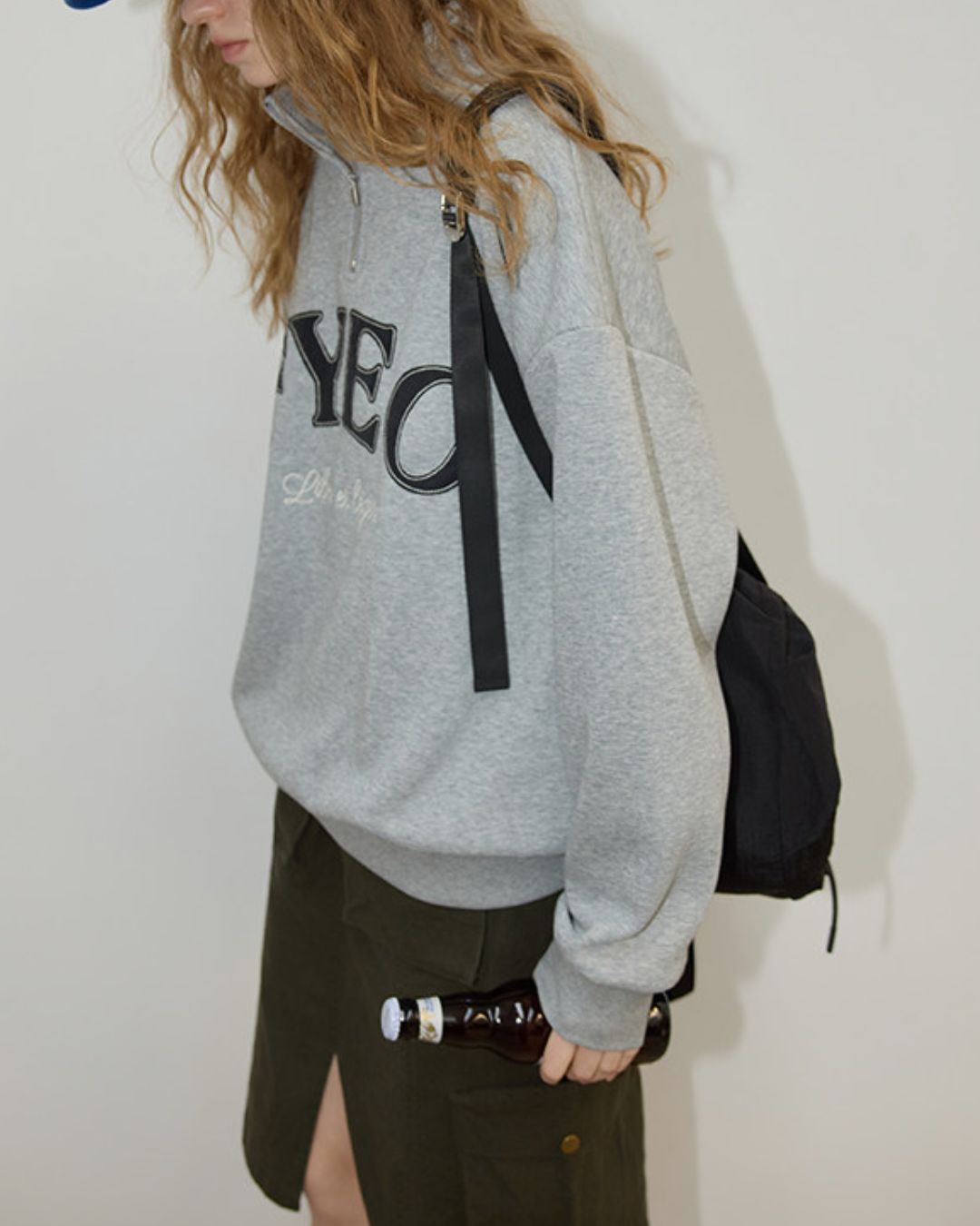 Half-zip Brushed-lined Logo Sweat　SW009