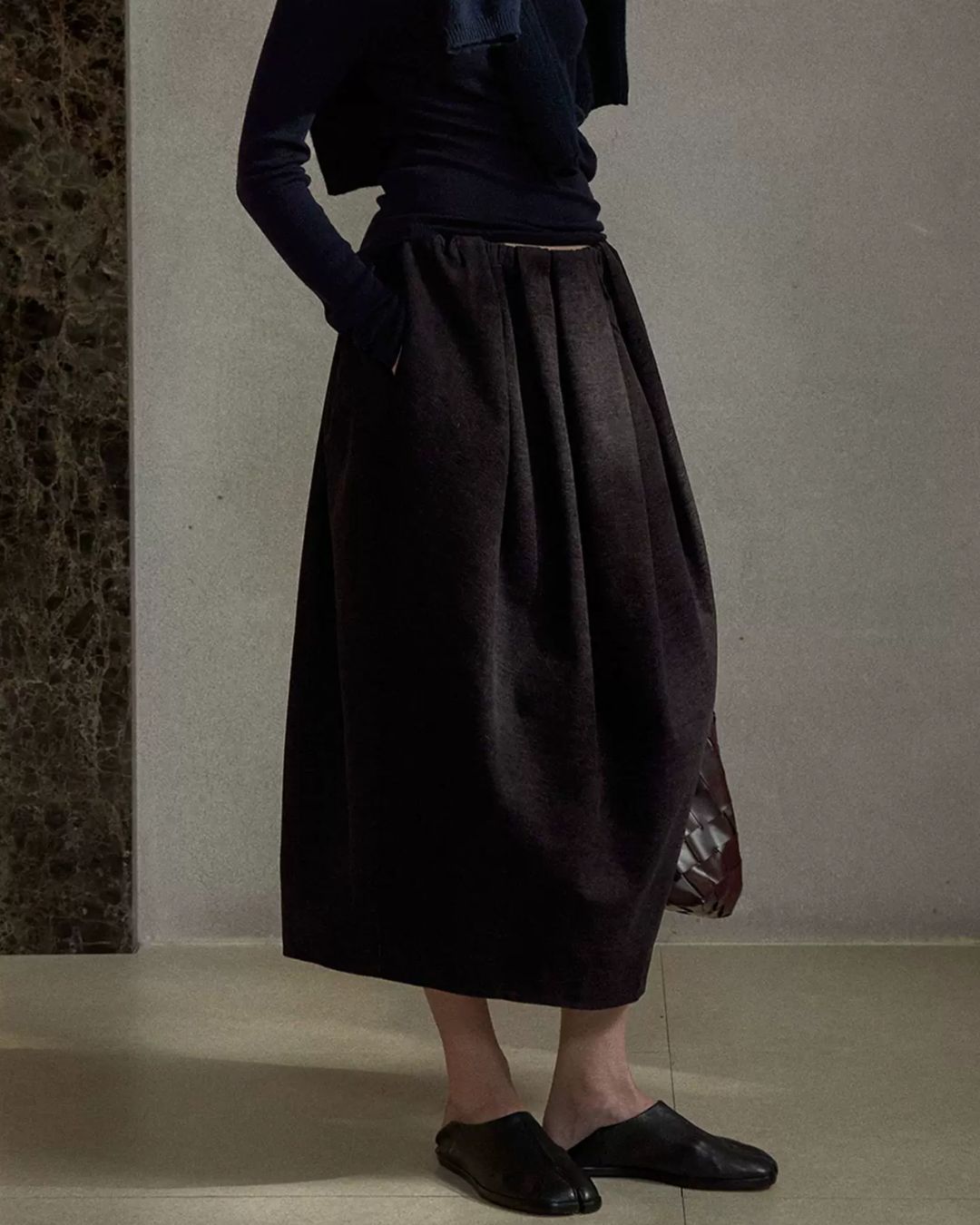 Brushed Tulip Midi Skirt　SK019