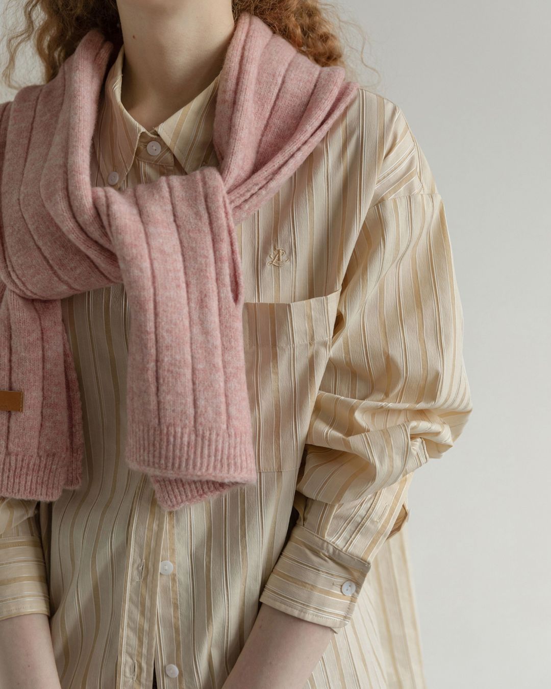 Back Half Button Collar Shirt　LS032