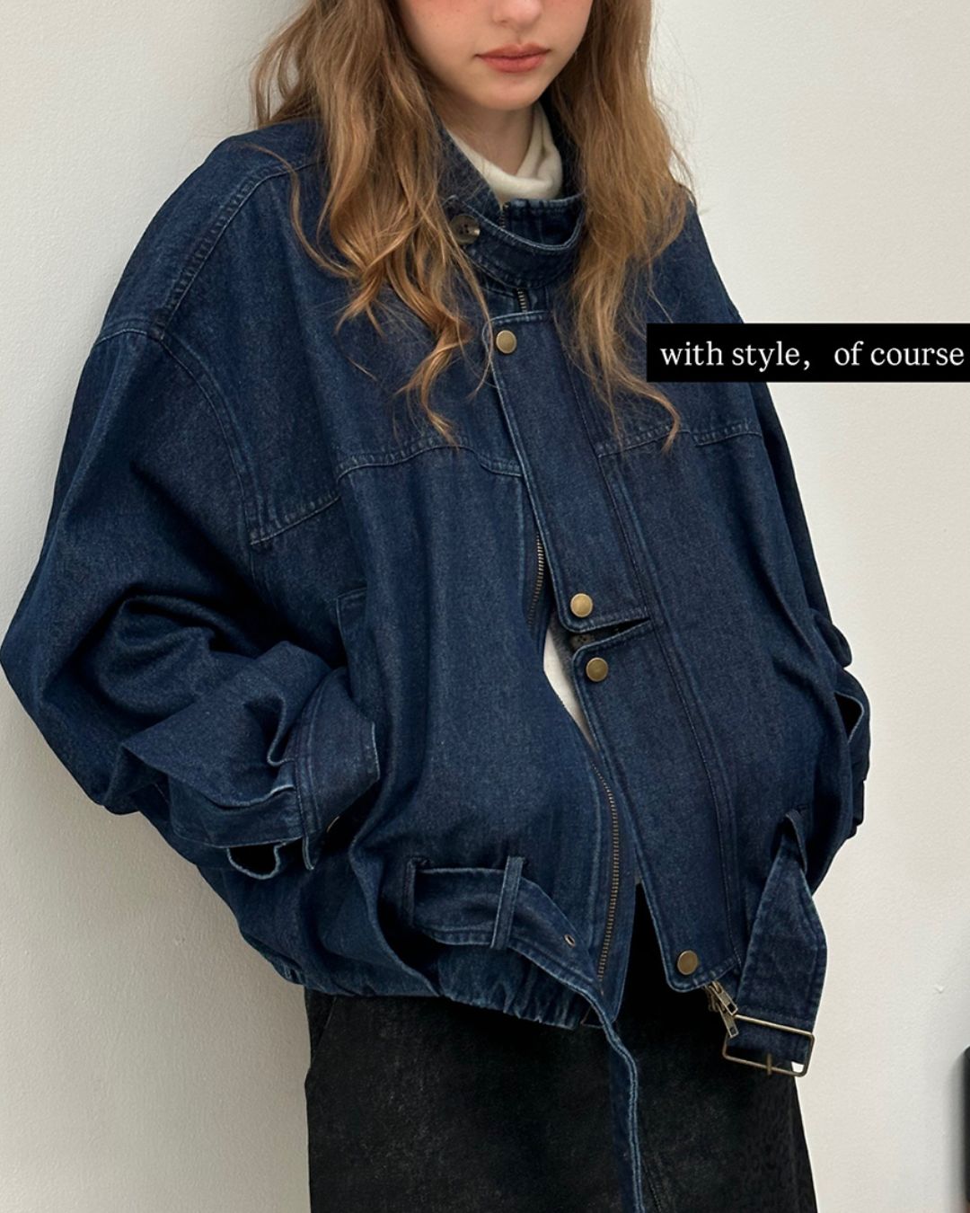 Belted Denim Cropped Jacket　JK026