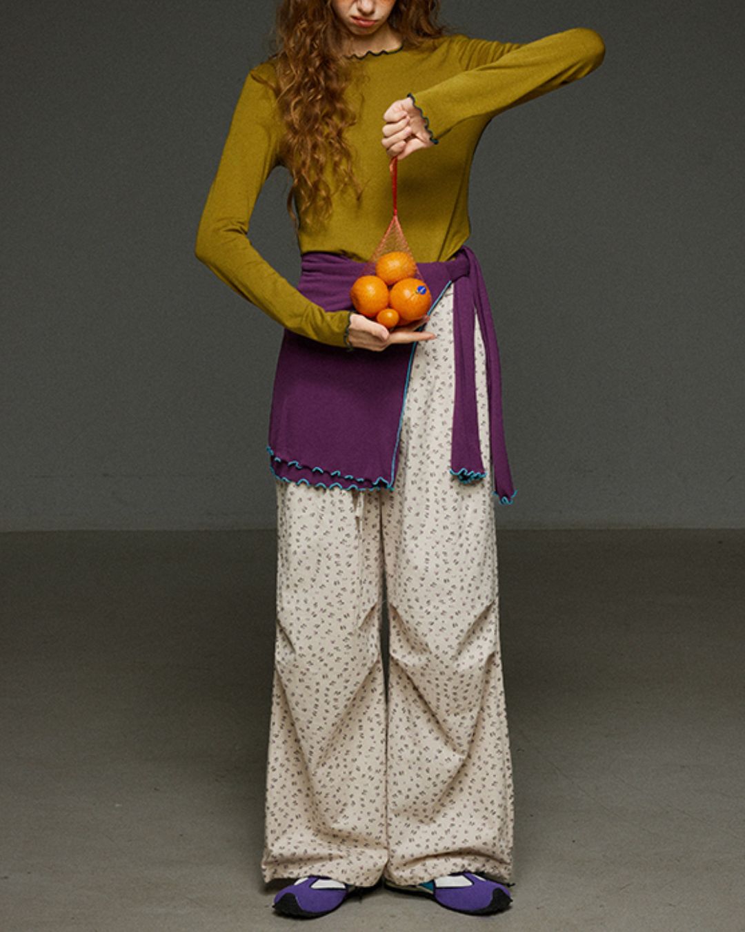 Color Stitch Mellow Frill T-shirt　LT013