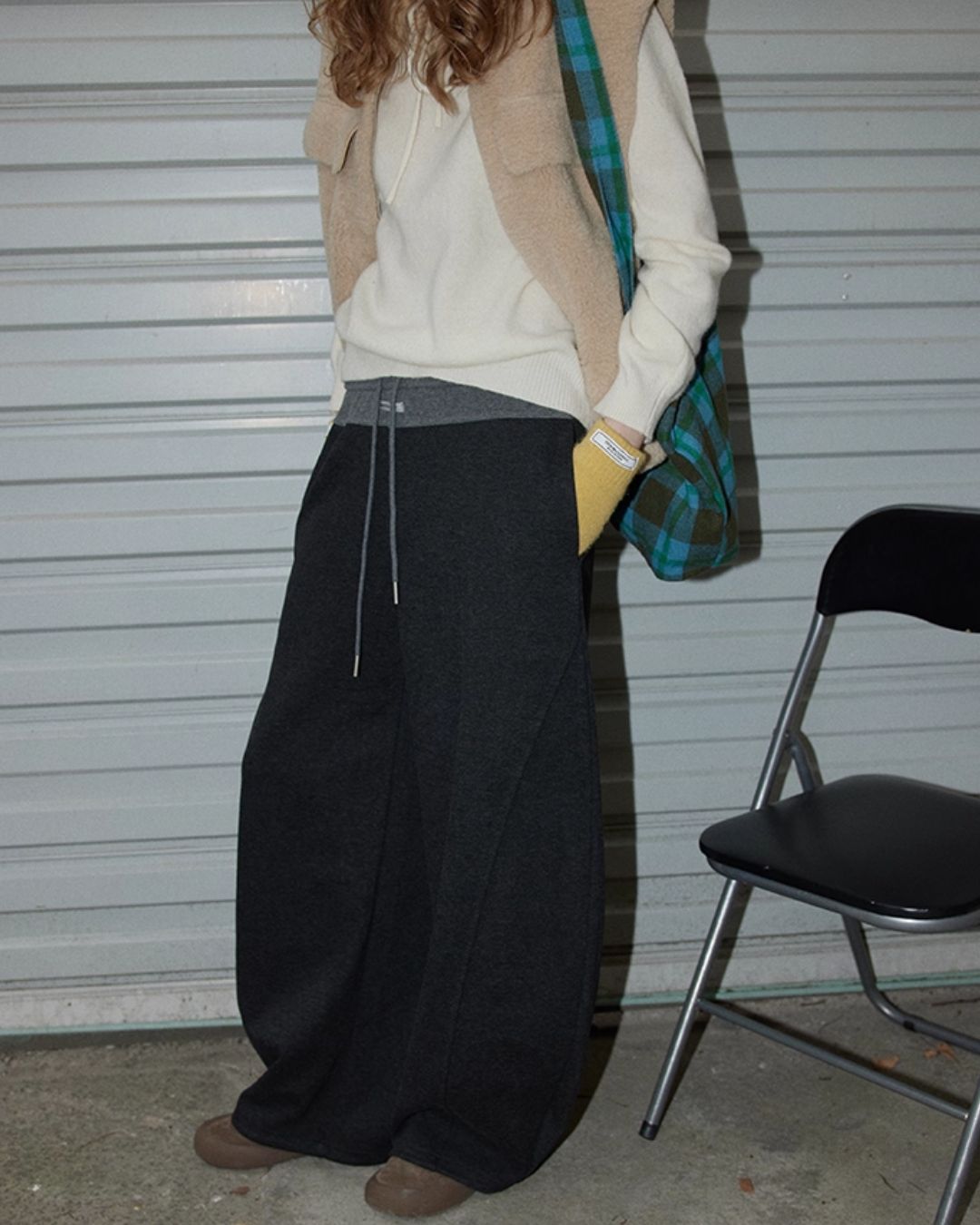 Color Block Curved Straight Pants　PT025