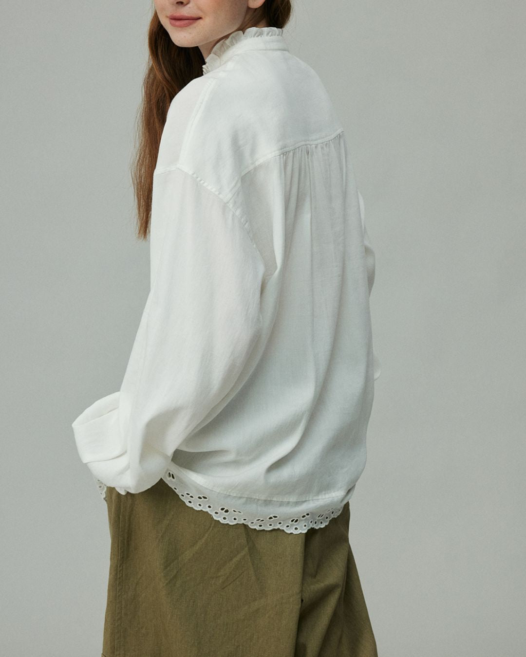 Stand Collar Frill Shirt　LS001