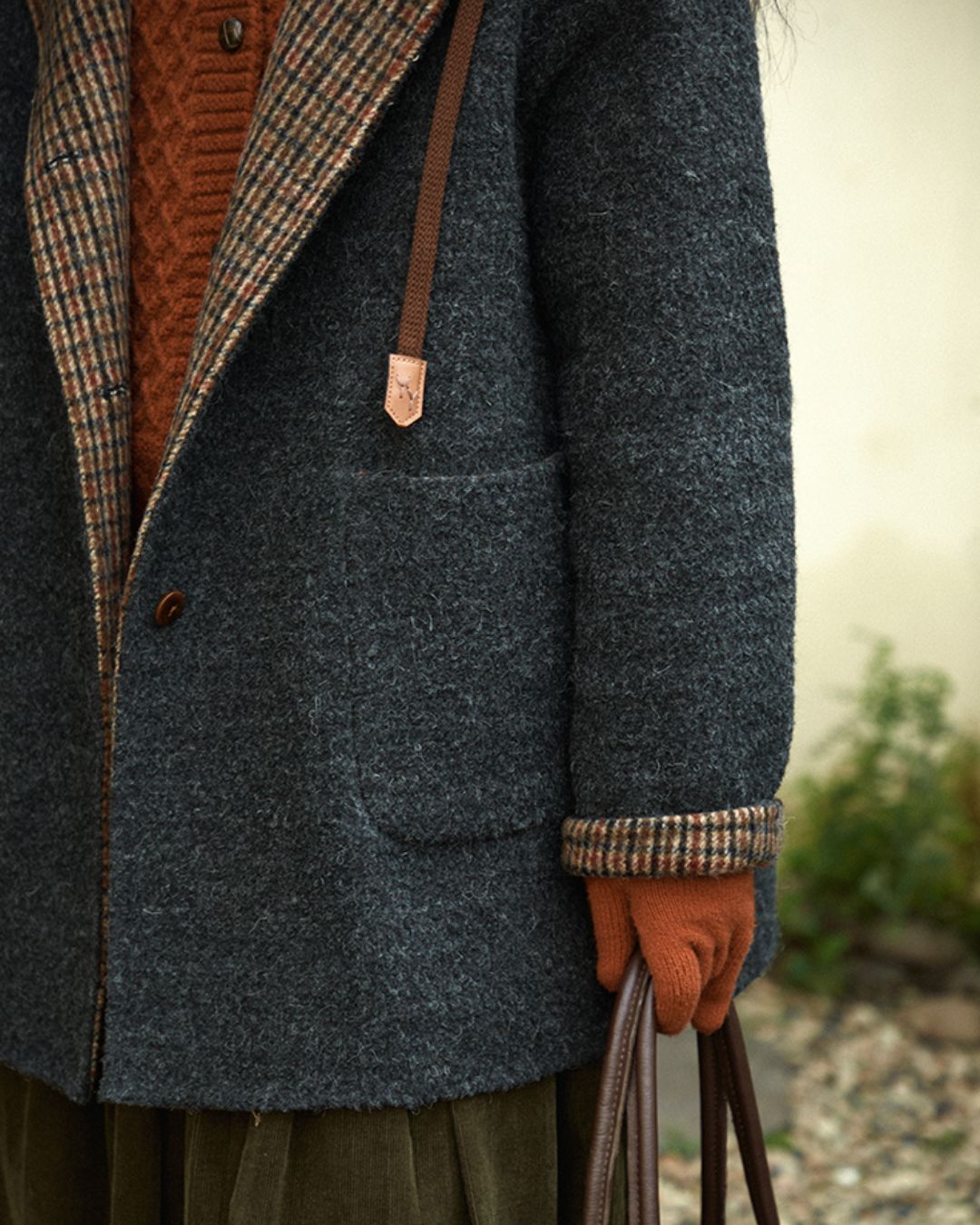 Checked Lined Wool Hooded Coat　CT017