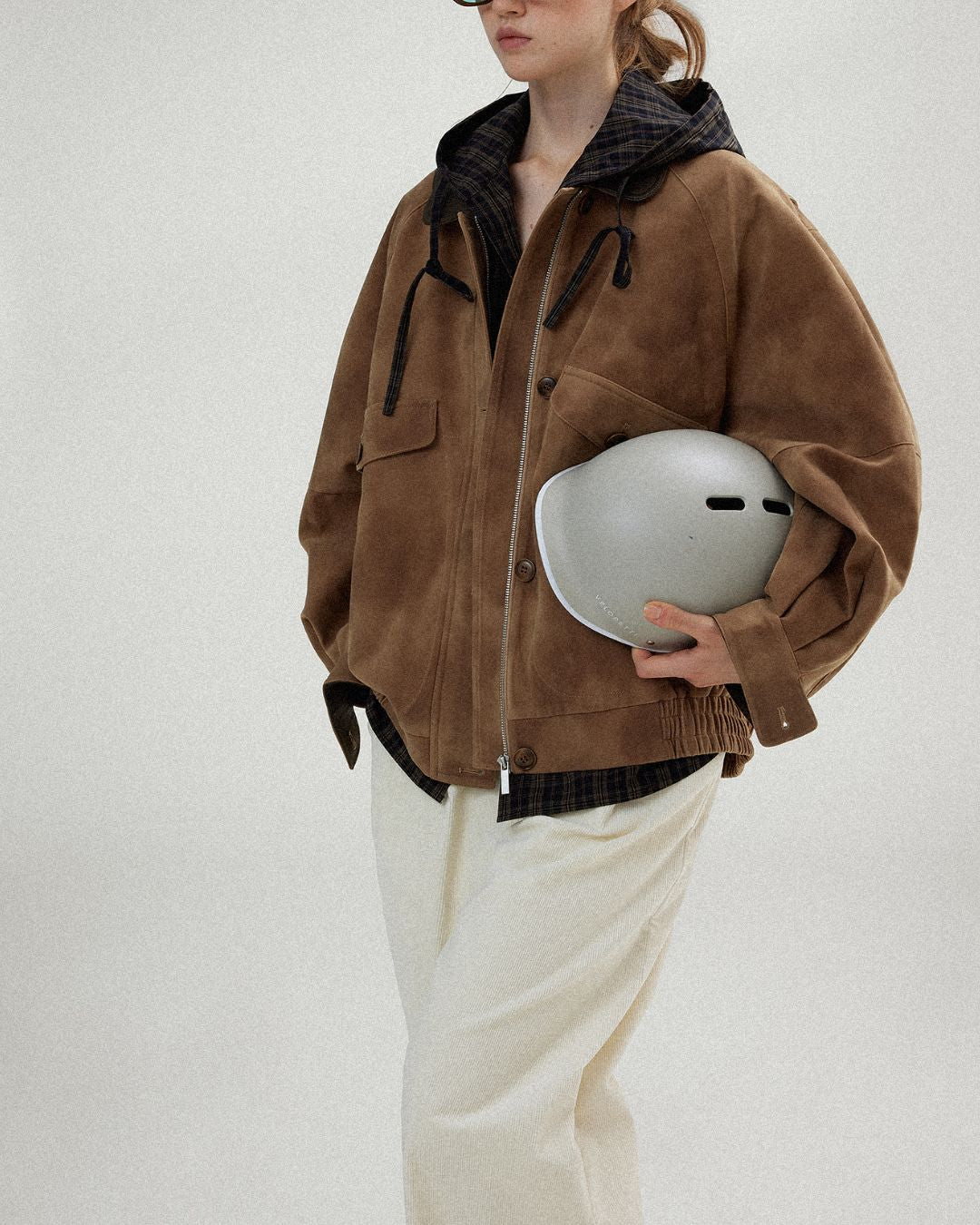 Leather Collar Suede Jacket　JK028