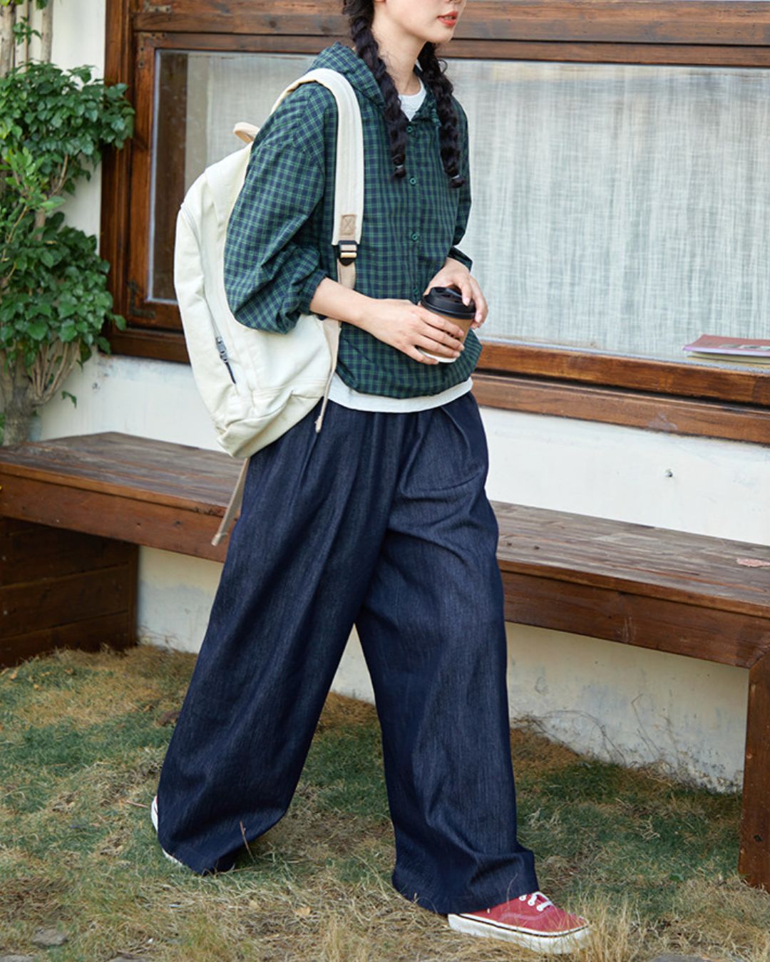 Casual Hooded Checked Shirt　LS053