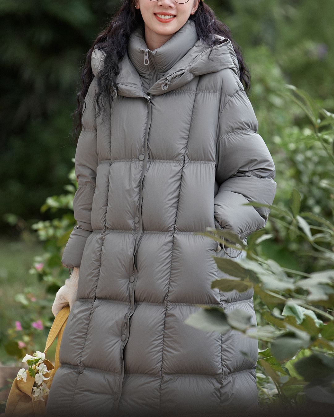 Nylon Hooded Long Down Coat　CT020