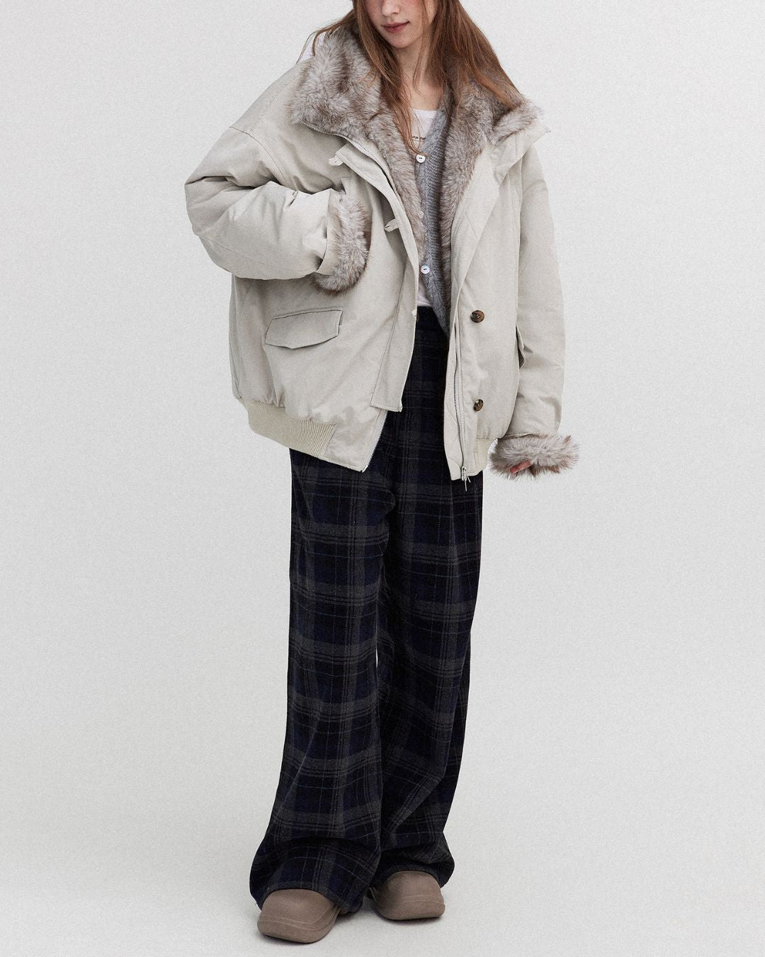 Oversized Fur Work Jacket　JK059