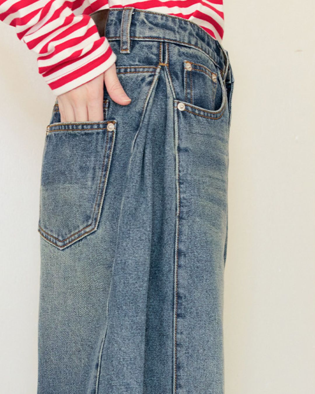 Wide-leg Twist Denim Pants　DP013